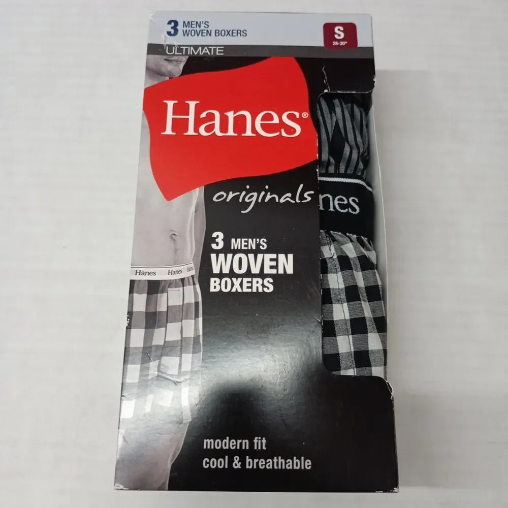 Hane's‎ Men's Ultimate Originals 3-Pack Woven Boxers Size S 28-30
